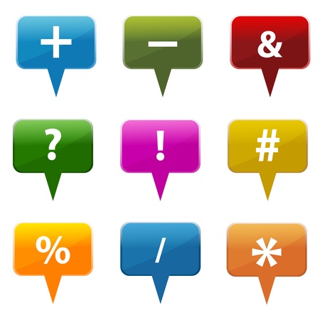 illustration of icons on dialogue bubble on white backgroundのイラスト素材