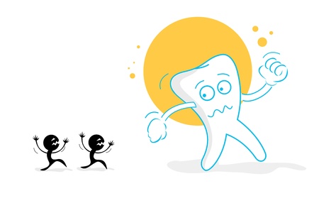 illustration of sad teeth on isolated backgroundのイラスト素材