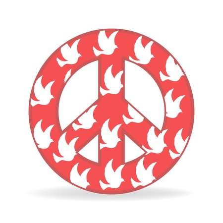 illustration of sign of peace with bird on white backgroundのイラスト素材
