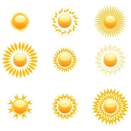 illustration of shapes of sun on white backgroundのイラスト素材