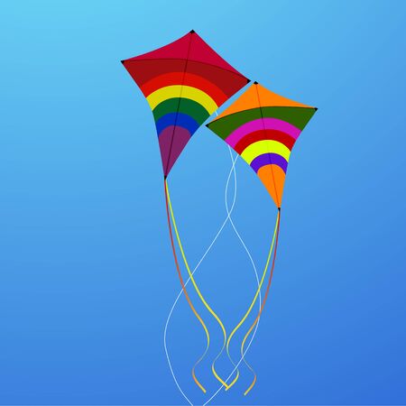 illustration of flying kitesのイラスト素材