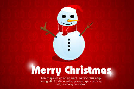 illustration of merry christmas card with snowman on white backgroundのイラスト素材