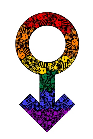 illustration of colorful male icon with hand printsのイラスト素材