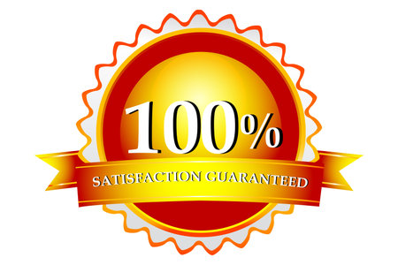 illustration of 100% satisfaction  guaranteed logo on white backgroundのイラスト素材