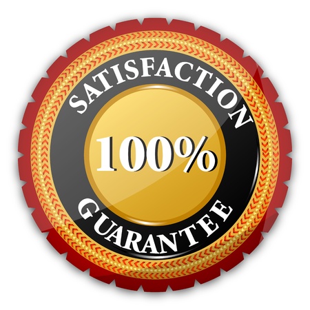 illustration of 100% satisfaction  guaranteed logo on white backgroundのイラスト素材