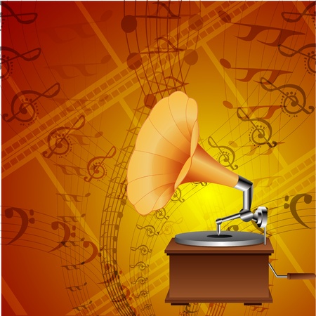 illustration of music card with gramophoneのイラスト素材