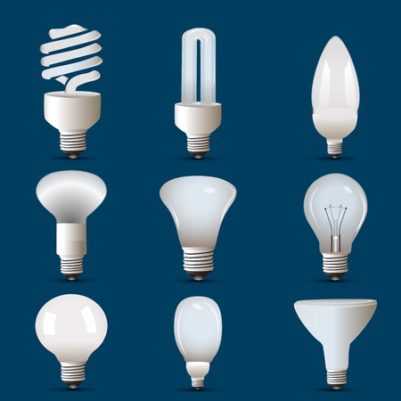 illustration of different shapes of cfl and bulbのイラスト素材