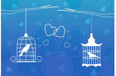 illustration of love birds in cageのイラスト素材