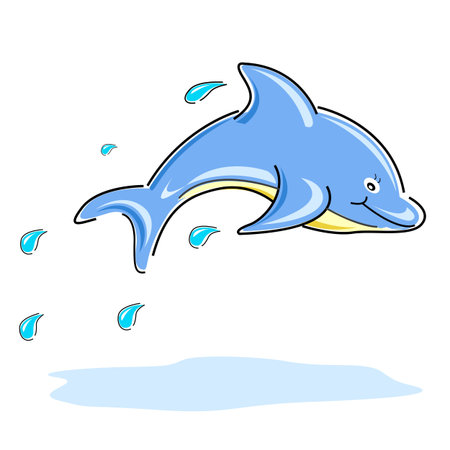 illustration of happy dolphin on white backgroundのイラスト素材