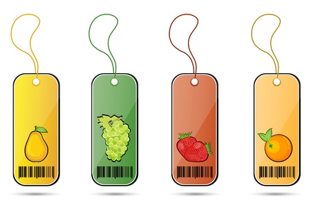 illustration of fruit tags on white backgroundのイラスト素材