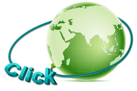 illustration of click with earth on white backgroundのイラスト素材