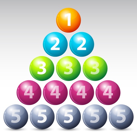 illustration of colorful number balls on white backgroundのイラスト素材