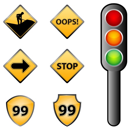 illustration of traffic signs on white backgroundのイラスト素材
