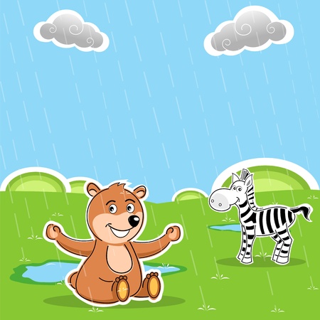 illustration of  teddy and zebraのイラスト素材