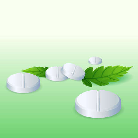 illustration of pills with leaf on abstract backgroundのイラスト素材