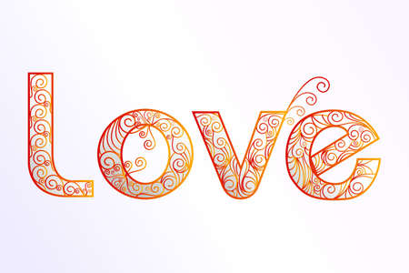 illustration of floral love text on white backgroundのイラスト素材