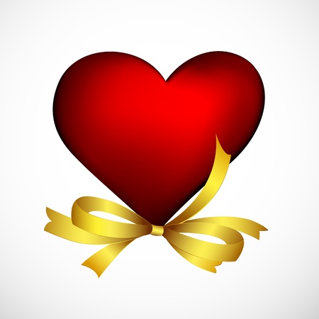 illustration of heart with ribbon on white backgroundのイラスト素材