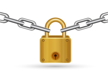 illustration of lock with chain on white backgroundのイラスト素材