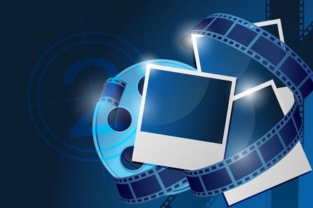 illustration of reel with picture on abstract backgroundのイラスト素材