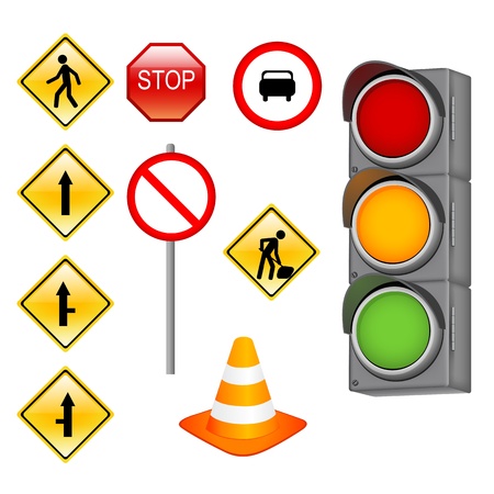 illustration of traffic signals on white backgroundのイラスト素材