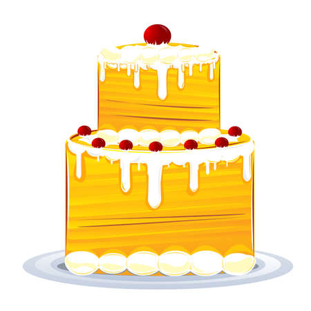 illustration of birthday cake on white backgroundのイラスト素材