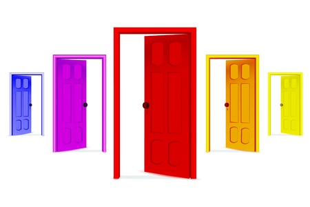 illustration of open doors on white backgroundのイラスト素材