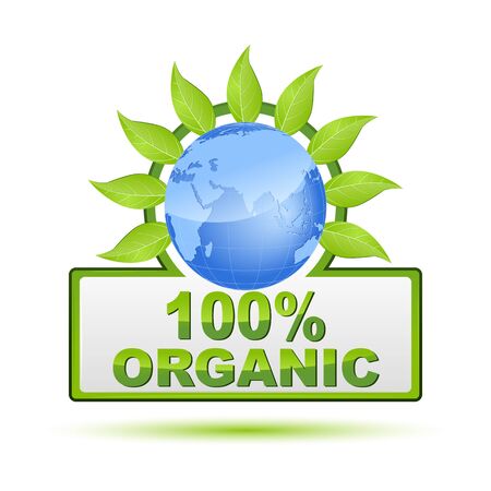 illustration of 100% organic on white backgroundのイラスト素材