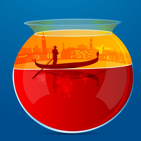 illustration of tank with evening view on abstract backgroundのイラスト素材