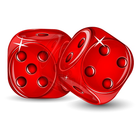 illustration of glossy dice on white backgroundのイラスト素材