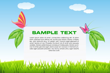 illustration of natural card with cloud and butterflyのイラスト素材