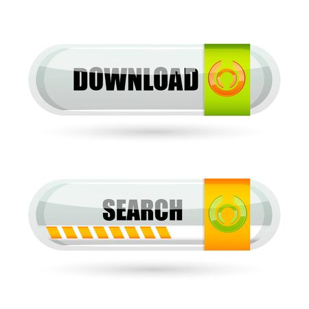illustration of download and search icon on white backgroundの写真素材