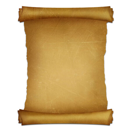 Old parchment paper with shabby edges - isolated on whiteの写真素材