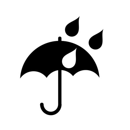 rainfall WITH  umbrella protection illustration on plain background.のイラスト素材