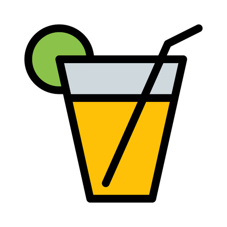 Juice with straw and lemonのイラスト素材