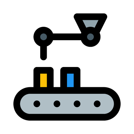 Robotic assembly conveyor lineのイラスト素材