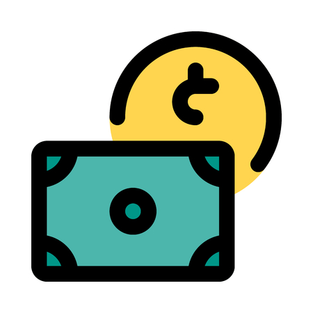 banknote and dollar coinのイラスト素材