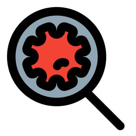 research on coronavirus seen through a magnifying glassのイラスト素材