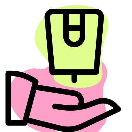 Handwashing from liquid soap in bathroom layoutのイラスト素材