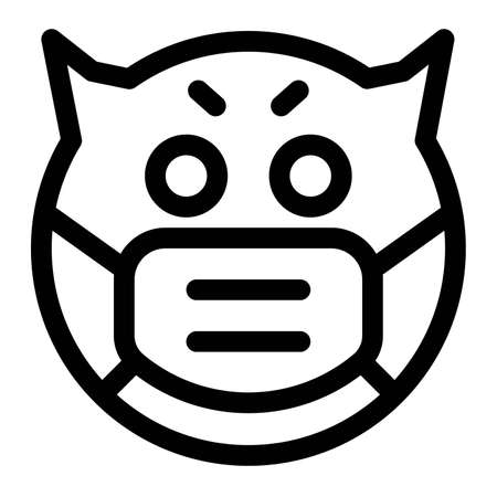 Evil face with open Eyes emoticon wearing the maskのイラスト素材