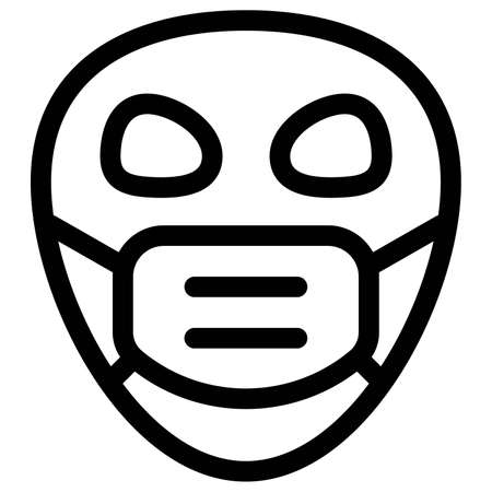 Alien emoticons with a mask for covid protectionのイラスト素材