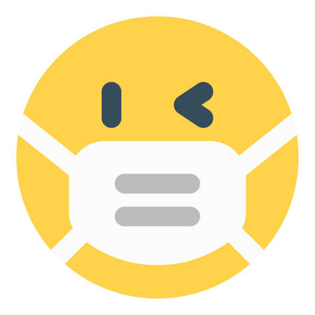 Left eye wink emoji wearing the maskのイラスト素材