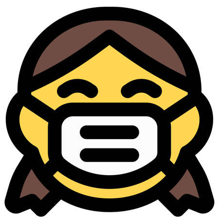 Girl grinning with eyes closed wearing the maskのイラスト素材