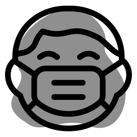 little boy grinning while wearing the face maskのイラスト素材