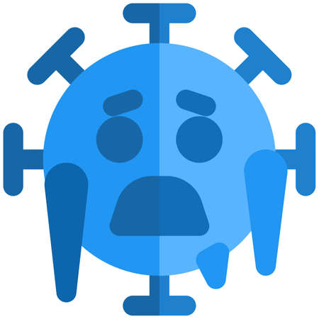 Cold face emoji with microscopic structure of a coronavirusのイラスト素材