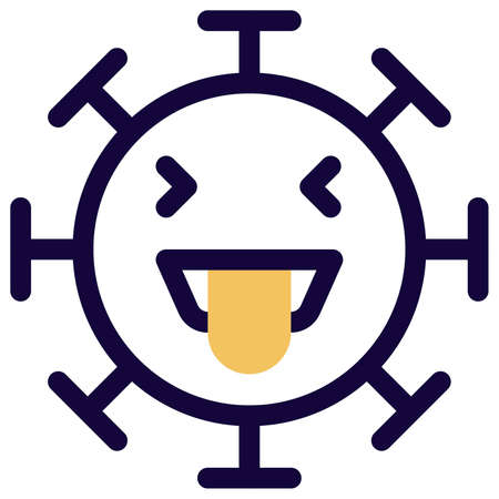 Teasing emoji with a tongue stuck out expression of the coronavirusのイラスト素材