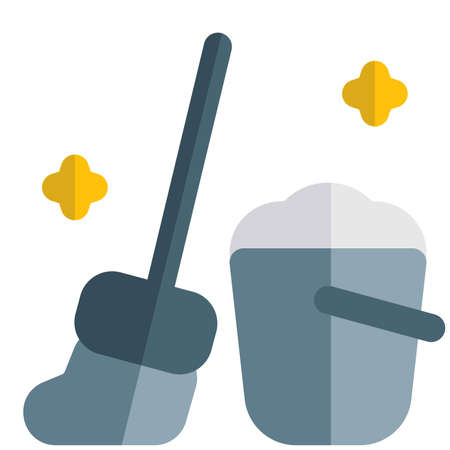 Mopping floors and cleaning to avoid contact of virusのイラスト素材