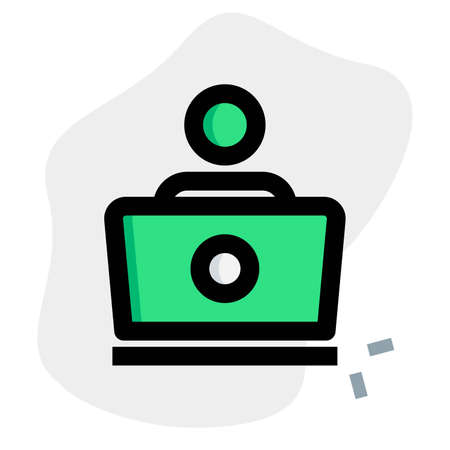 Work from home on a laptop was enforced to avoid disease spreadingのイラスト素材