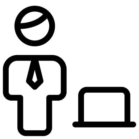 remote working businessman from home on laptopのイラスト素材