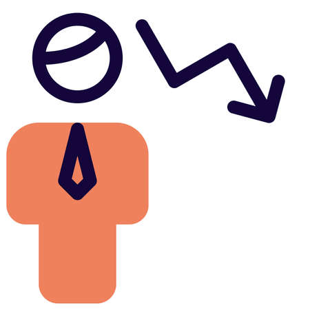 downtrend chart of an businessman from the previous businessmanのイラスト素材