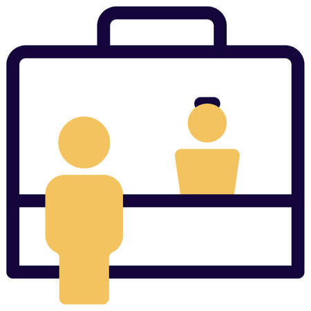 Helpdesk for exchanging the passport and boarding pass during a travelのイラスト素材